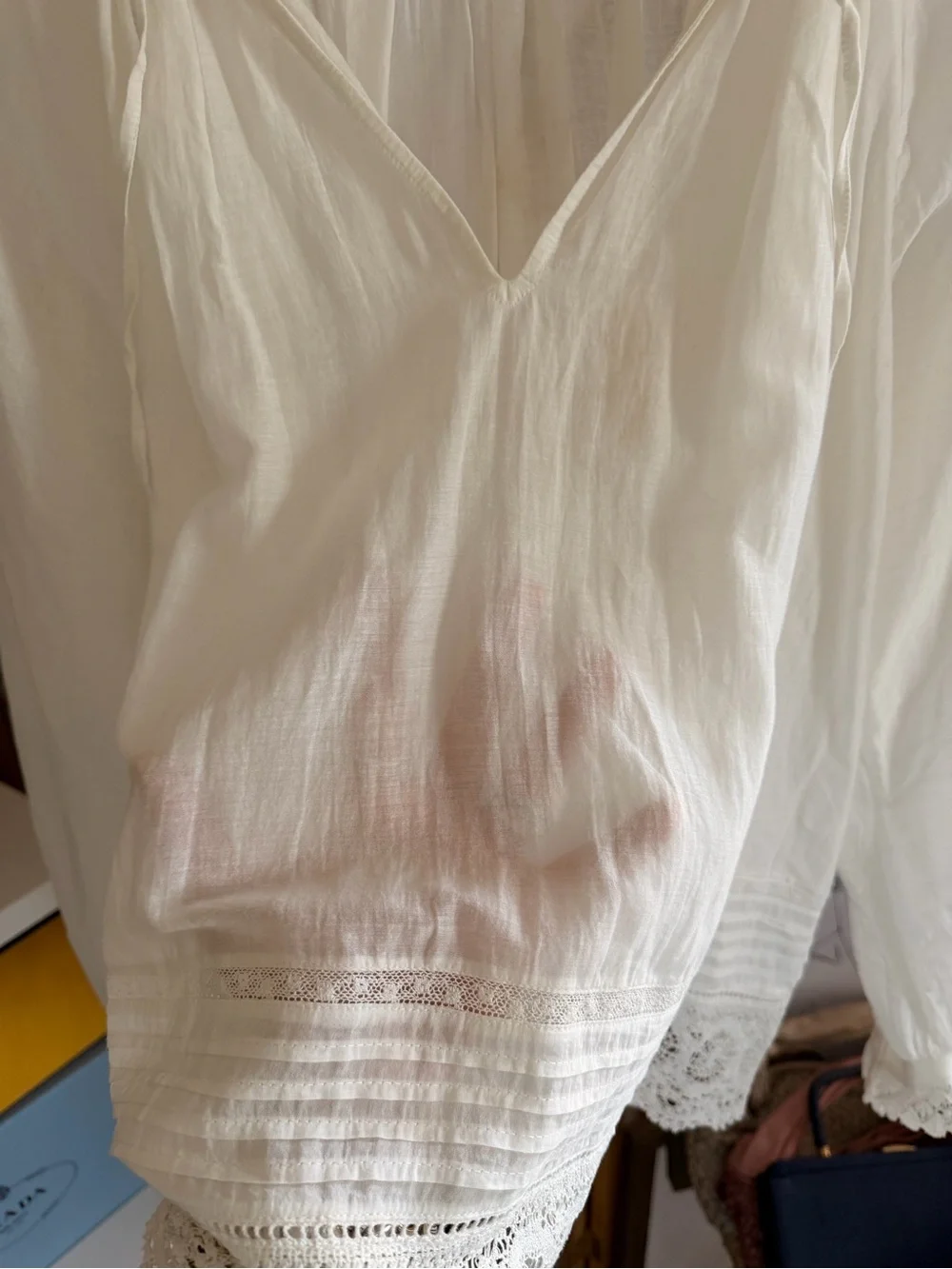 Zadig & Voltaire Theresa Cotton Lace Boho Blouse White Size L - Picture 11 of 13